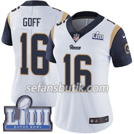Los Angeles Rams Tröjor Jared Goff 16 Nike Vit 2019 Super Bowl LIII - Dame Los Angeles Rams Tröjor Jared Goff 16 Nike Vit 2019 Super Bowl LIII - Dame